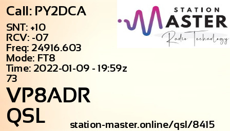 QSL Card for VP8ADR QSO with PY2DCA
