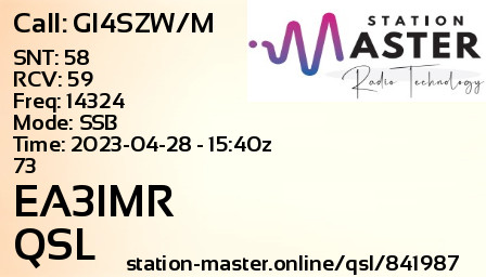 QSL Card for EA3IMR QSO with GI4SZW/M