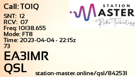 QSL Card for EA3IMR QSO with TO1Q