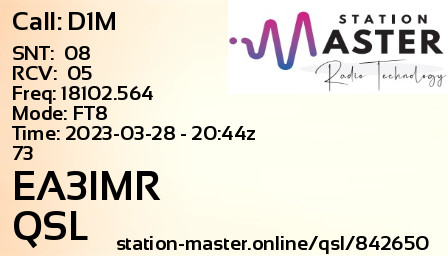 QSL Card for EA3IMR QSO with D1M