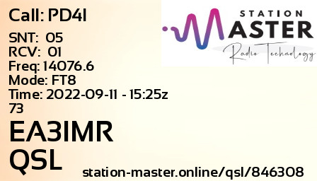 QSL Card for EA3IMR QSO with PD4I
