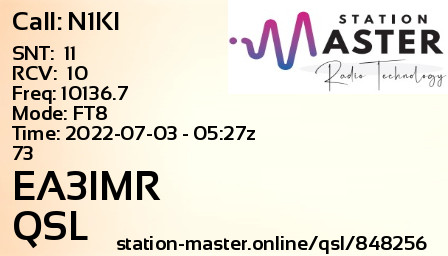 QSL Card for EA3IMR QSO with N1KI