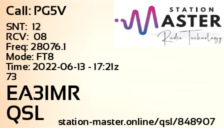 QSL Card for EA3IMR QSO with PG5V