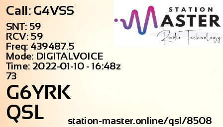 QSL Card for G6YRK QSO with G4VSS