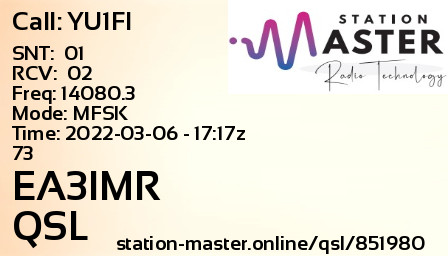 QSL Card for EA3IMR QSO with YU1FI