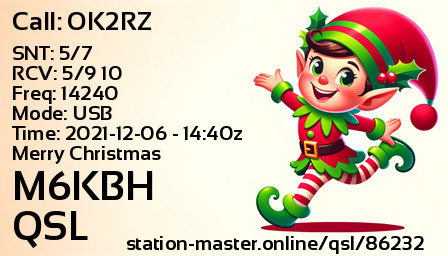 QSL Card for M6KBH QSO with OK2RZ