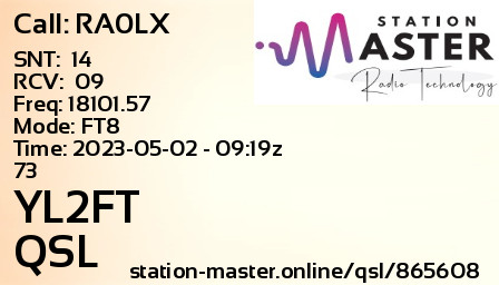 QSL Card for YL2FT QSO with RA0LX