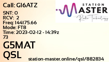 QSL Card for G5MAT QSO with GI6ATZ