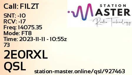 QSL Card for 2E0RXL QSO with F1LZT