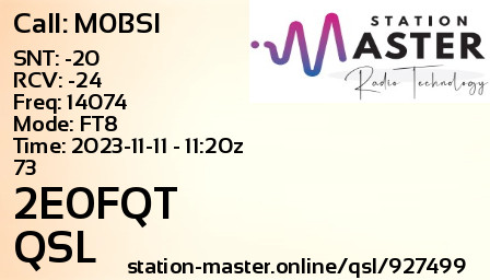 QSL Card for 2E0FQT QSO with M0BSI
