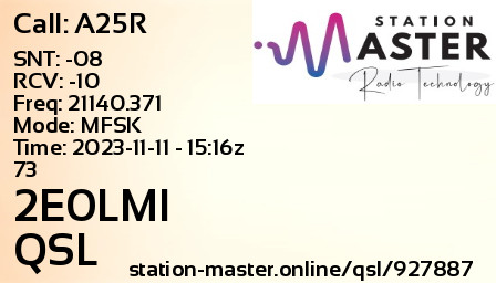 QSL Card for 2E0LMI QSO with A25R