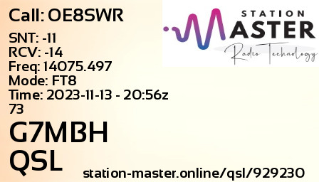 QSL Card for G7MBH QSO with OE8SWR
