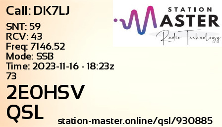 QSL Card for 2E0HSV QSO with DK7LJ