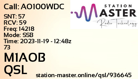 QSL Card for M1AOB QSO with AO100WDC