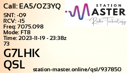 QSL Card for G7LHK QSO with EA5/OZ3YQ