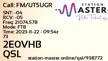 QSL Card for 2E0VHB QSO with FM/UT5UGR