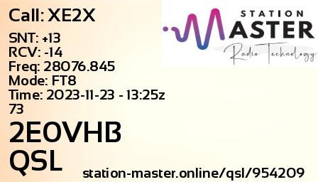 QSL Card for 2E0VHB QSO with XE2X
