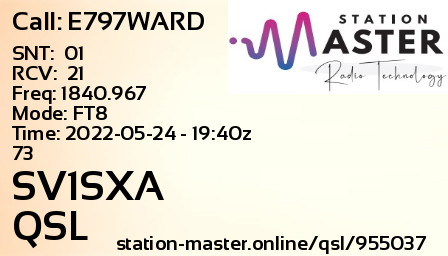 QSL Card for SV1SXA QSO with E797WARD