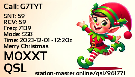 QSL Card for M0XXT QSO with G7TYT