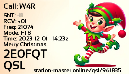 QSL Card for 2E0FQT QSO with W4R