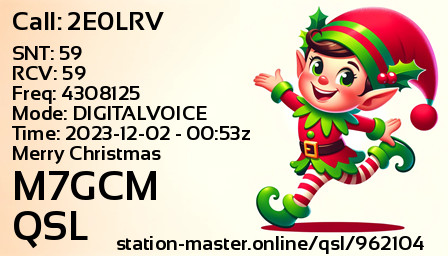 QSL Card for M7GCM QSO with 2E0LRV