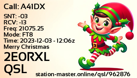 QSL Card for 2E0RXL QSO with A41DX