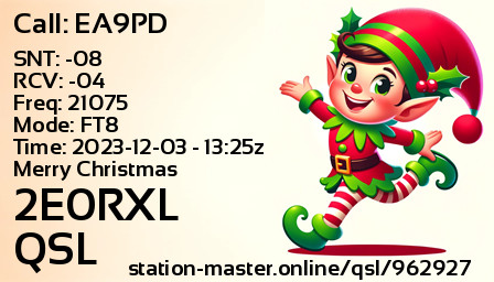 QSL Card for 2E0RXL QSO with EA9PD