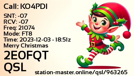 QSL Card for 2E0FQT QSO with KO4PDI