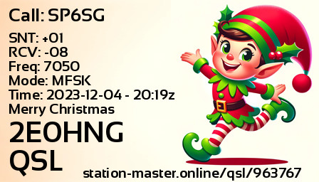 QSL Card for 2E0HNG QSO with SP6SG