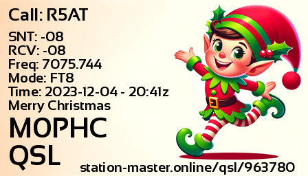 QSL Card for M0PHC QSO with R5AT