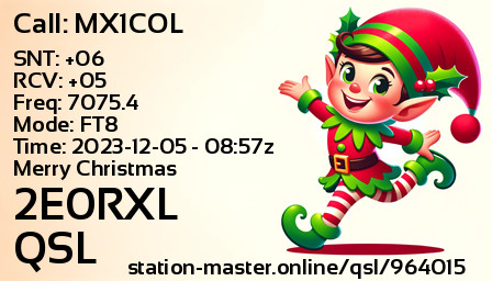 QSL Card for 2E0RXL QSO with MX1COL