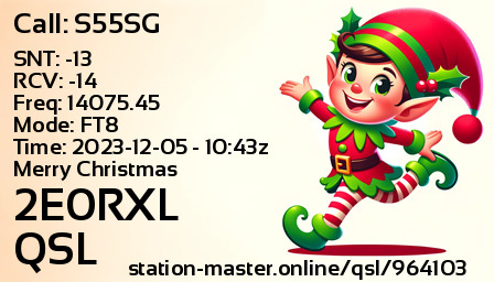 QSL Card for 2E0RXL QSO with S55SG