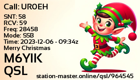 QSL Card for M6YIK QSO with UR0EH