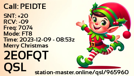 QSL Card for 2E0FQT QSO with PE1DTE
