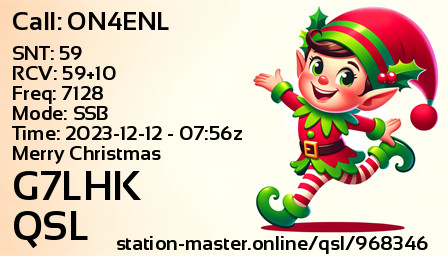 QSL Card for G7LHK QSO with ON4ENL