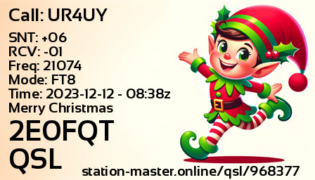 QSL Card for 2E0FQT QSO with UR4UY