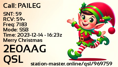 QSL Card for 2E0AAG QSO with PA1LEG