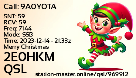 QSL Card for 2E0HKM QSO with 9A0YOTA