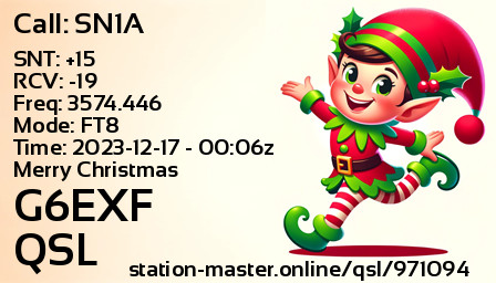 QSL Card for G6EXF QSO with SN1A
