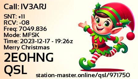 QSL Card for 2E0HNG QSO with IV3ARJ
