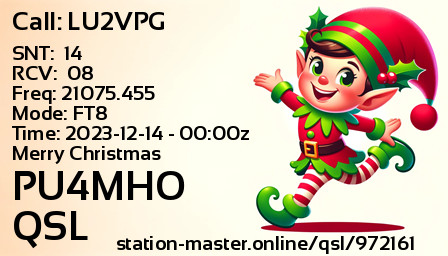 QSL Card for PU4MHO QSO with LU2VPG