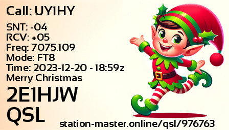 QSL Card for 2E1HJW QSO with UY1HY
