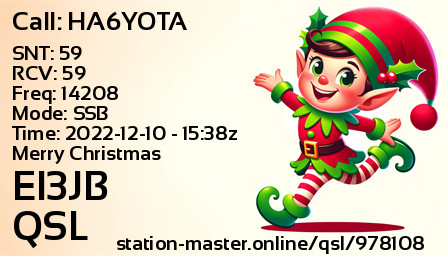 QSL Card for EI3JB QSO with HA6YOTA