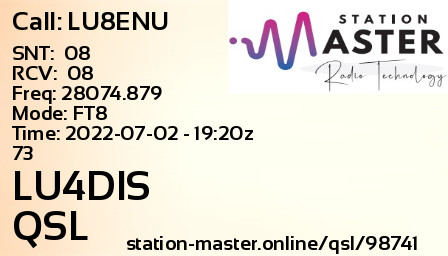 QSL Card for LU4DIS QSO with LU8ENU