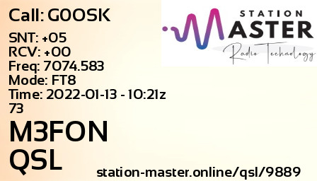 QSL Card for M3FON QSO with G0OSK