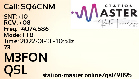 QSL Card for M3FON QSO with SQ6CNM