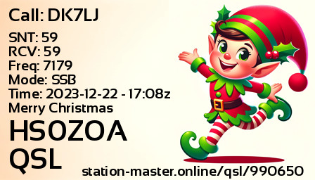 QSL Card for HS0ZOA QSO with DK7LJ