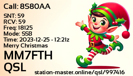QSL Card for MM7FTH QSO with 8S80AA