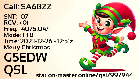 QSL Card for G5EDW QSO with SA6BZZ