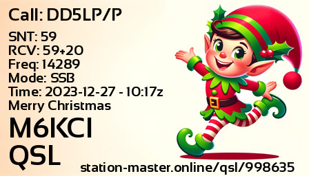 QSL Card for M6KCI QSO with DD5LP/P